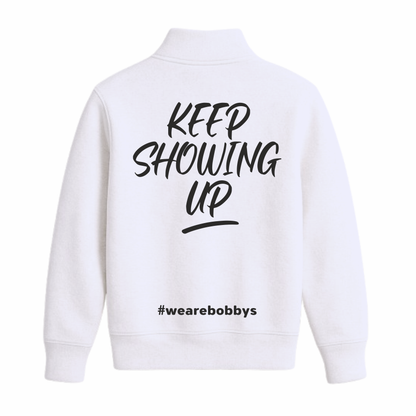 Keep Showing Up - Quarter Zip Sweatshirt - White