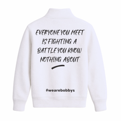 Everyone You Meet - Quarter Zip Sweatshirt - White