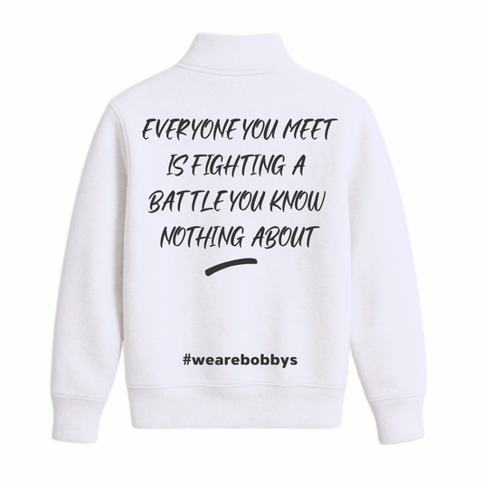 Everyone You Meet - Quarter Zip Sweatshirt - White